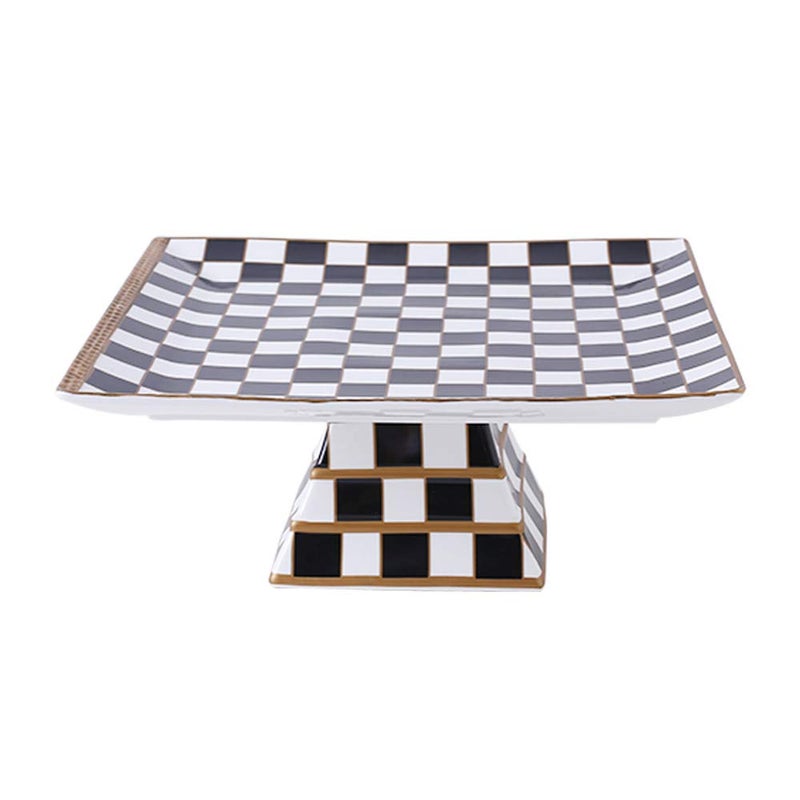 Porlien Checker Pattern 13-inch Cake Stand, Cake Holder, Serving Platter - Image 1